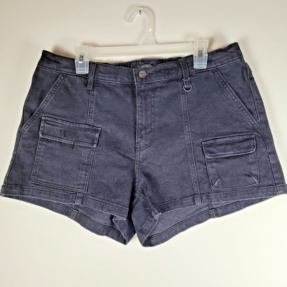 Wild Fable Black Denim Utility Cargo Shorts Mid Rise Y2K Edgy Festival Size L